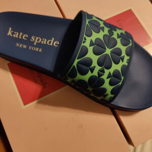Kate Spade Slides / Dark Blue and Green / Brand New w/ Tags